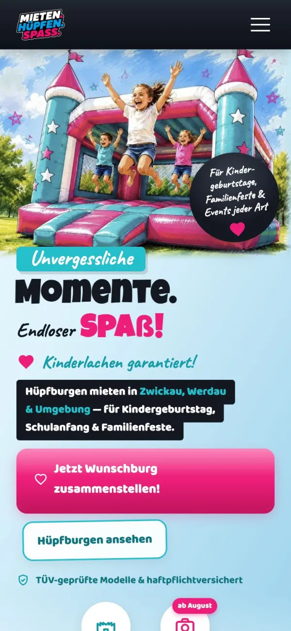 Mieten.Hüpfen.Spass am Handy