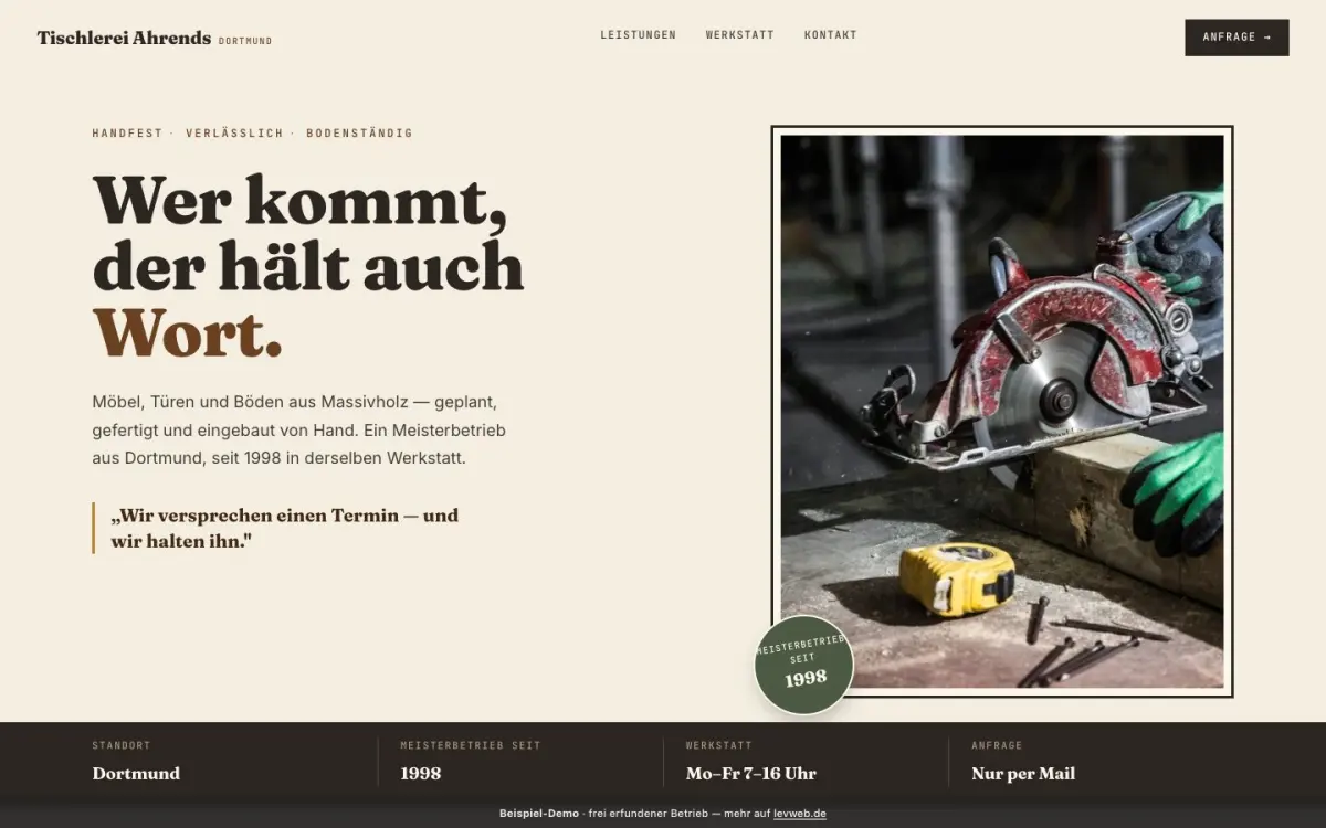 Beispiel-Entwurf Tischlerei Ahrends
